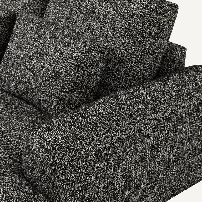 Marsile canapé d'angle fixe tissu bouclette noir - Vue supplémentaire 2