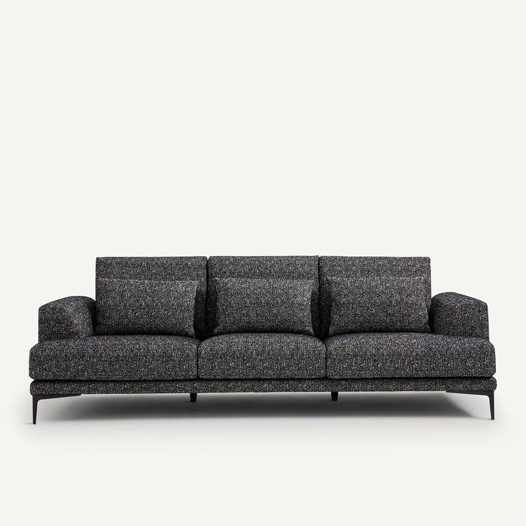 Marsile canapé 4 places tissu bouclette noir - Vue supplémentaire 1