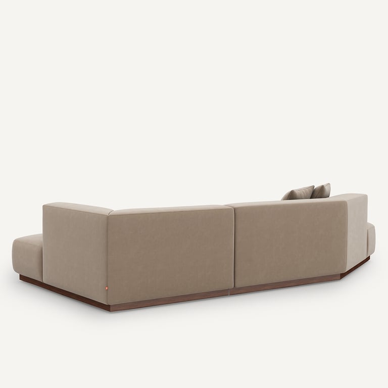 Jacopo canapé d'angle fixe velours beige - Vue supplémentaire 3