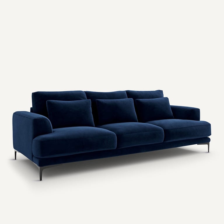 Marsile canapé 4 places velours bleu - Vue supplémentaire 1