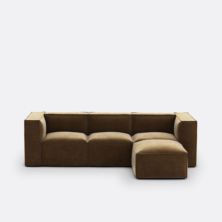 Modulable 3 places et pouf velours côtelé vintage Seven