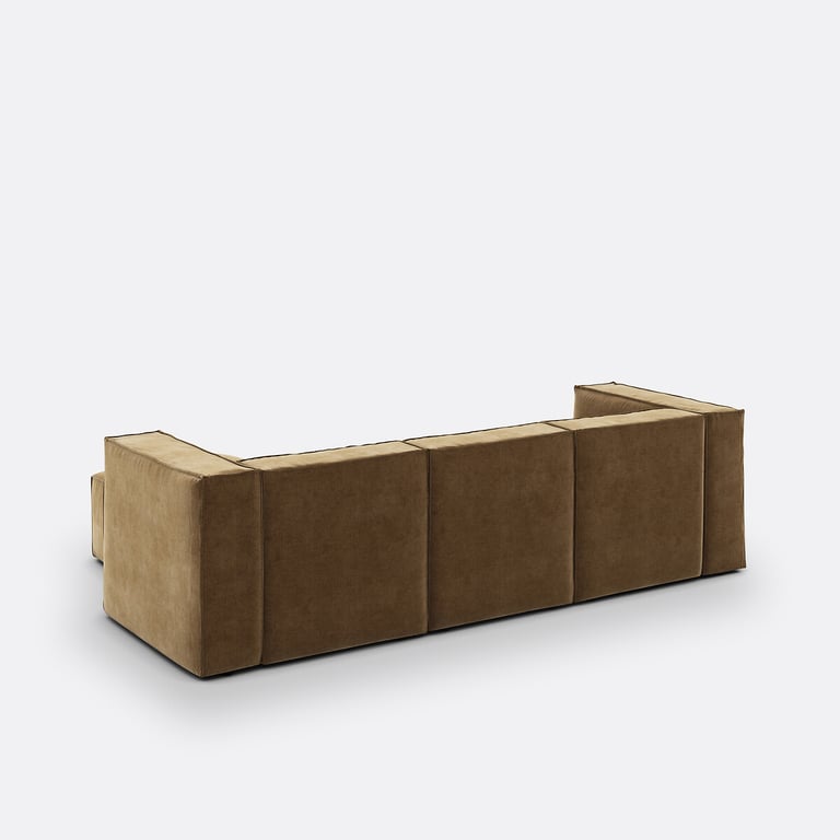 Modulable 3 places et pouf velours côtelé vintage Seven - Vue supplémentaire 2