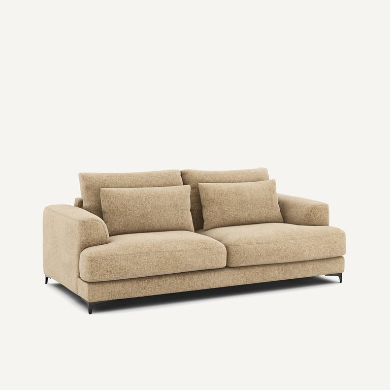 Marsile canapé convertible 3 places coton armuré beige - Vue supplémentaire 1