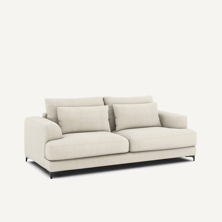 Marsile canapé convertible 3 places coton lin beige - Vue supplémentaire 1