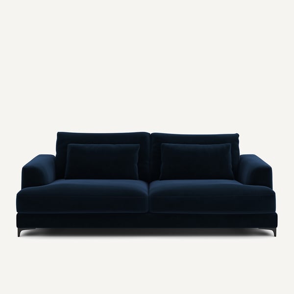 Marsile - Canapé convertible 4 places velours bleu