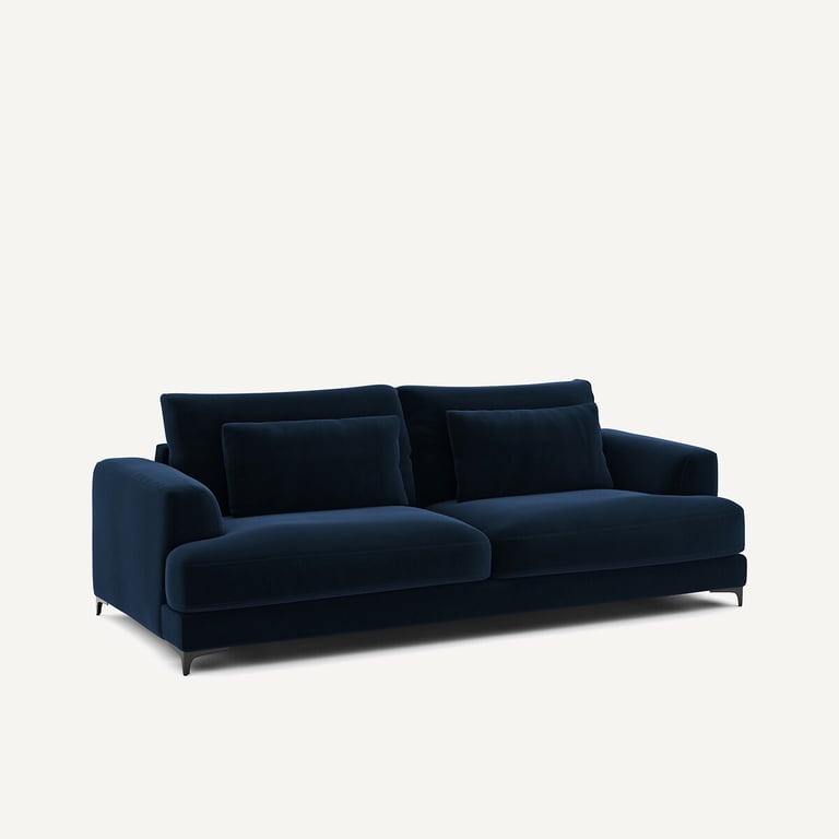 Marsile canapé convertible 4 places velours bleu - Vue supplémentaire 1