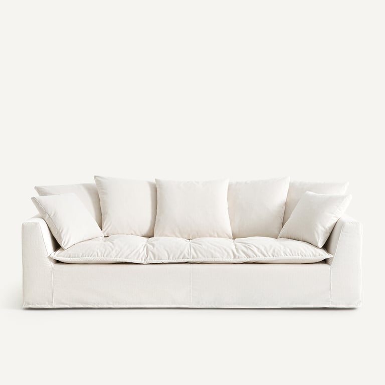 Otavia canapé 3 places tissu chenille blanc - Vue supplémentaire 2