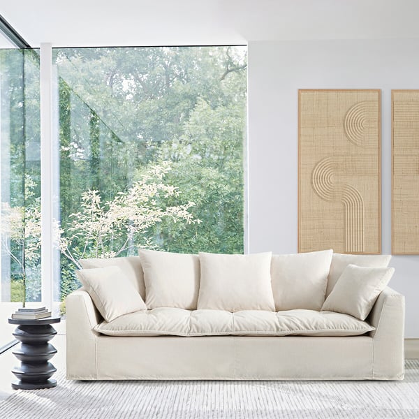 Otavia canapé 3 places tissu chenille blanc