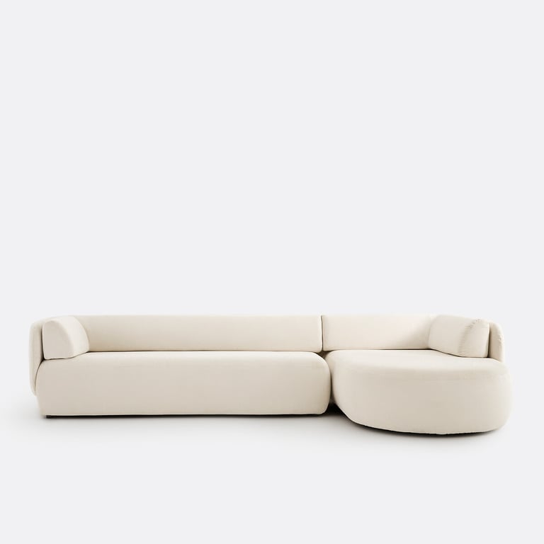 Méridiano - Canapé d'angle droit velours beige - Vue supplémentaire 1