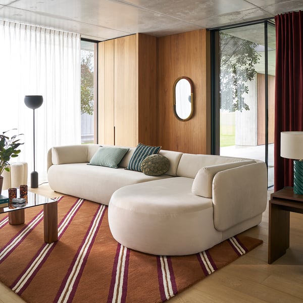 Méridiano - Canapé d'angle droit velours beige