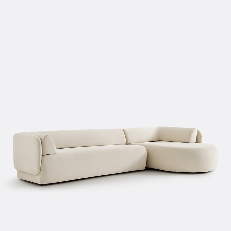 Méridiano - Canapé d'angle droit velours beige - Vue supplémentaire 3