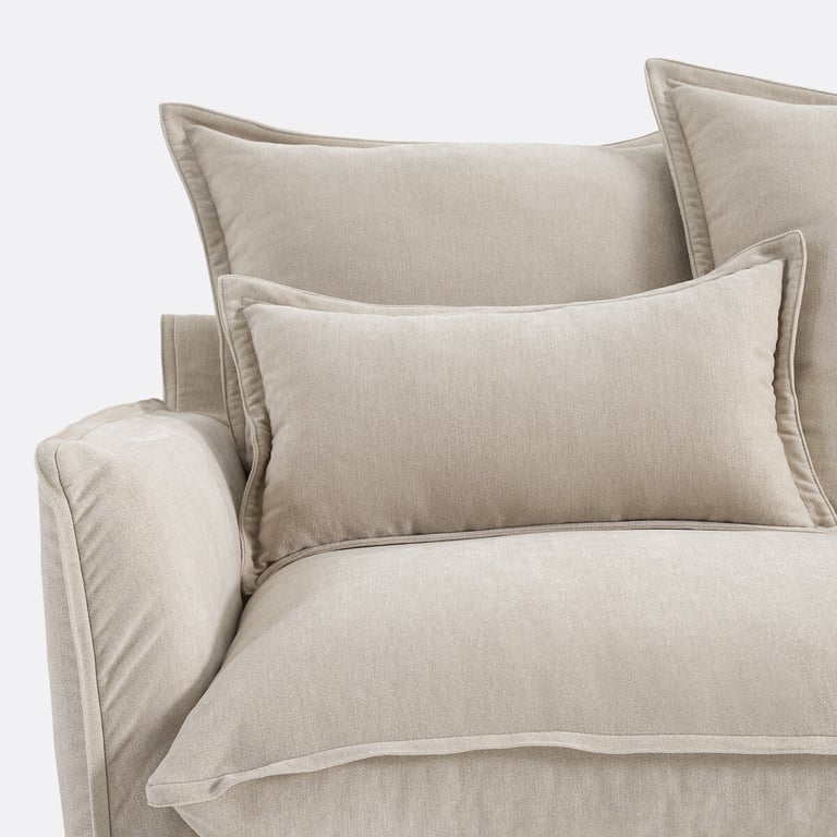 ODNA canapé d'angle fixe 4 places d'angle droit déhoussable en polyester chiné beige - Vue supplémentaire 3