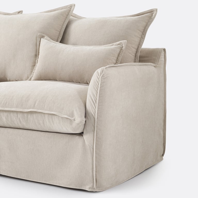 ODNA canapé d'angle fixe 4 places d'angle gauche déhoussable en polyester chiné beige - Vue supplémentaire 1