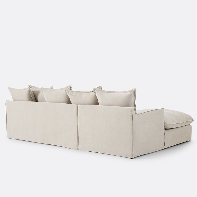 ODNA canapé d'angle fixe 4 places d'angle gauche déhoussable en polyester chiné beige - Vue supplémentaire 3