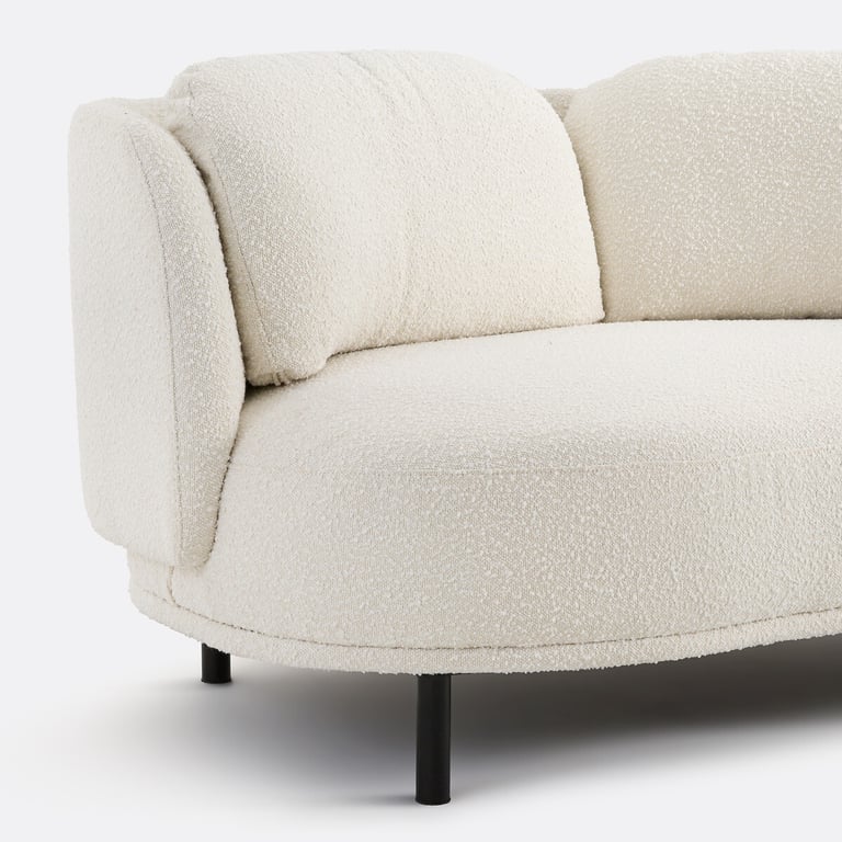 Aro canapé 2 places tissu bouclette beige - Vue supplémentaire 1