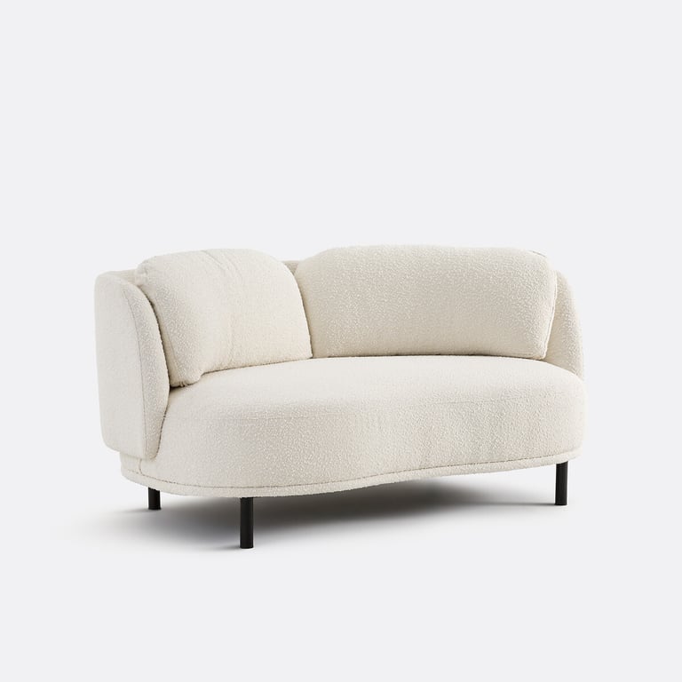 Aro canapé 2 places tissu bouclette beige - Vue supplémentaire 2