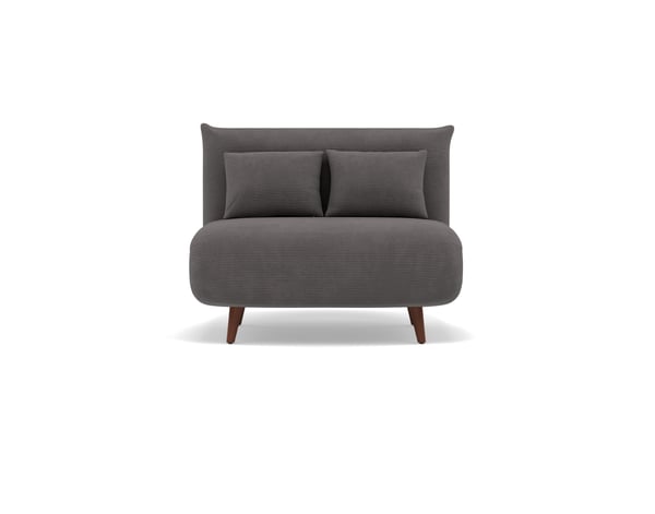 Lumi - Banquette convertible clic-clac 1 place velours côtelé gris