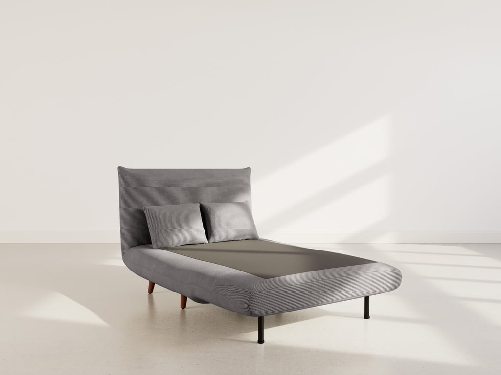 Lumi - Banquette convertible clic-clac 1 place velours côtelé gris - Vue supplémentaire 2