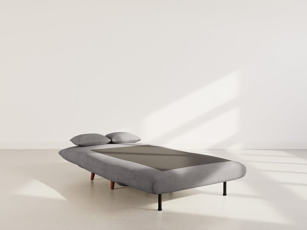Lumi - Banquette convertible clic-clac 1 place velours côtelé gris - Vue supplémentaire 3
