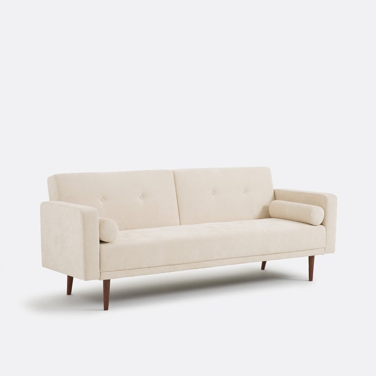 Tuske - Canapé convertible 3 places chenille beige - Vue supplémentaire 2