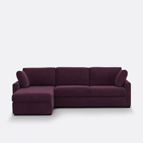 Timor canapé d'angle convertible 4 places velours violet