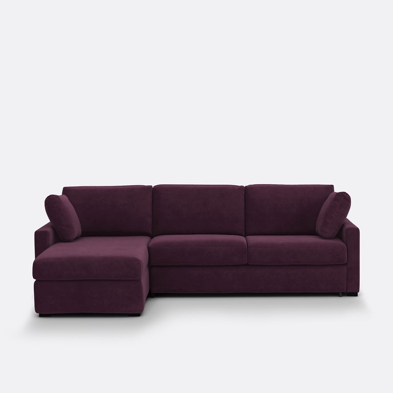 Canapé d'angle, convertible, 4 places, en velours, mousse Premium HR, TIMOR