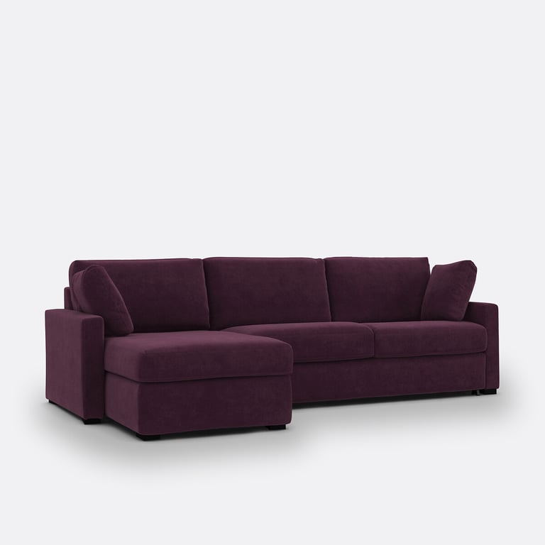 Timor canapé d'angle convertible 4 places velours violet - Vue supplémentaire 1
