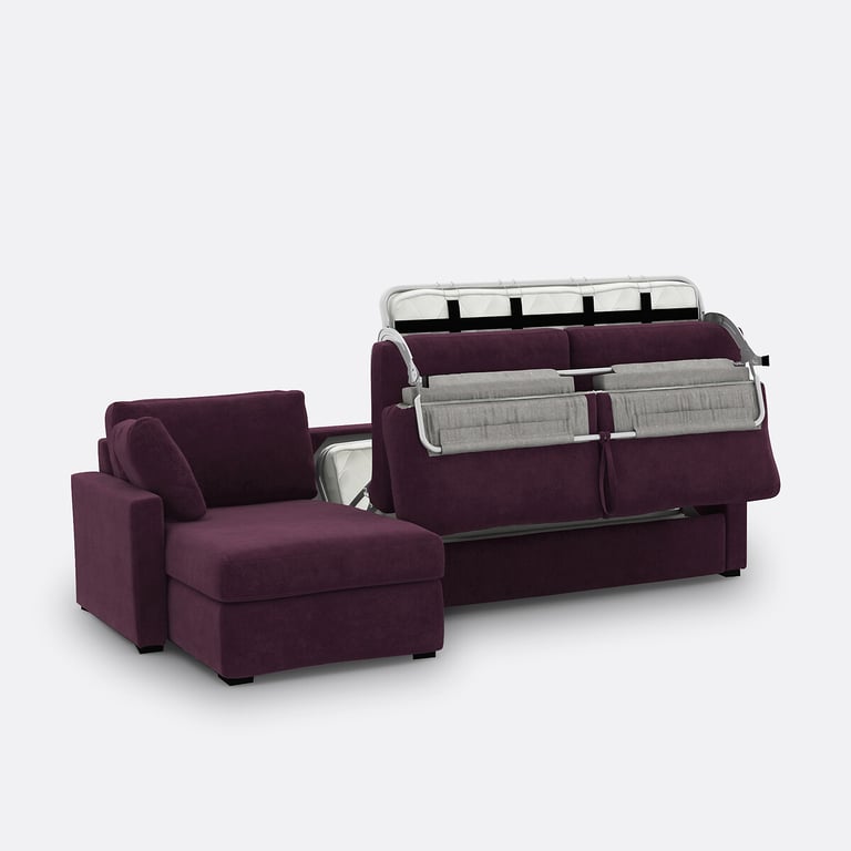 Timor canapé d'angle convertible 4 places velours violet - Vue supplémentaire 3