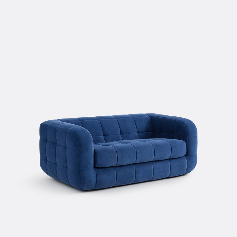 Pieta canapé 2 places tissu polyester bleu - Vue supplémentaire 2