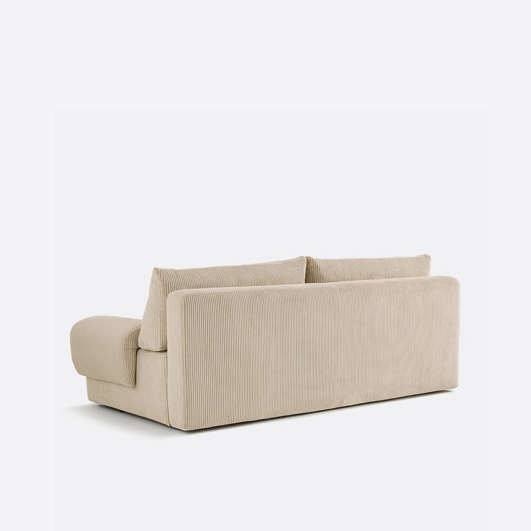 MAONA canapé convertible 3 places convertible avec coffre en velours côtelé beige - Vue supplémentaire 3