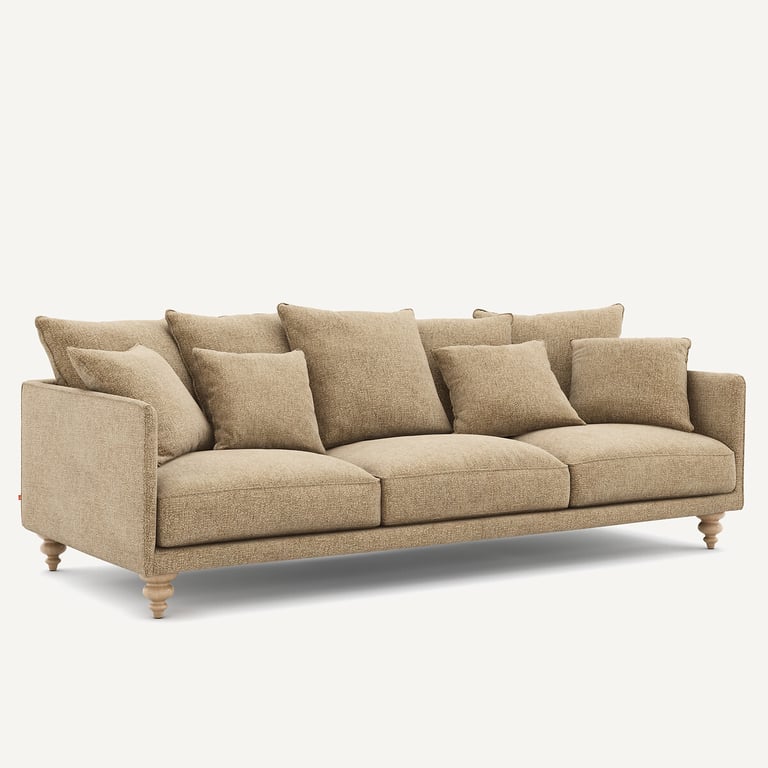 Lazare canapé 3 places tissu coton armuré beige - Vue supplémentaire 1