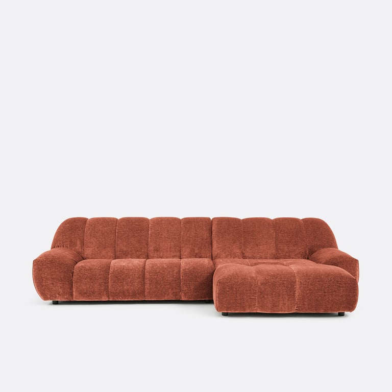 Nuria canapé d'angle fixe 4 places velours côtelé vintage terracotta - Vue supplémentaire 1