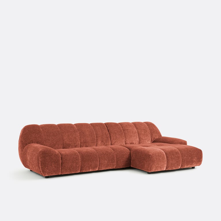 Nuria canapé d'angle fixe 4 places velours côtelé vintage terracotta - Vue supplémentaire 3