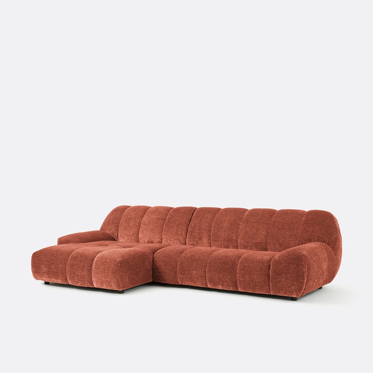 Nuria canapé d'angle fixe 4 places gauche terracotta - Vue supplémentaire 3