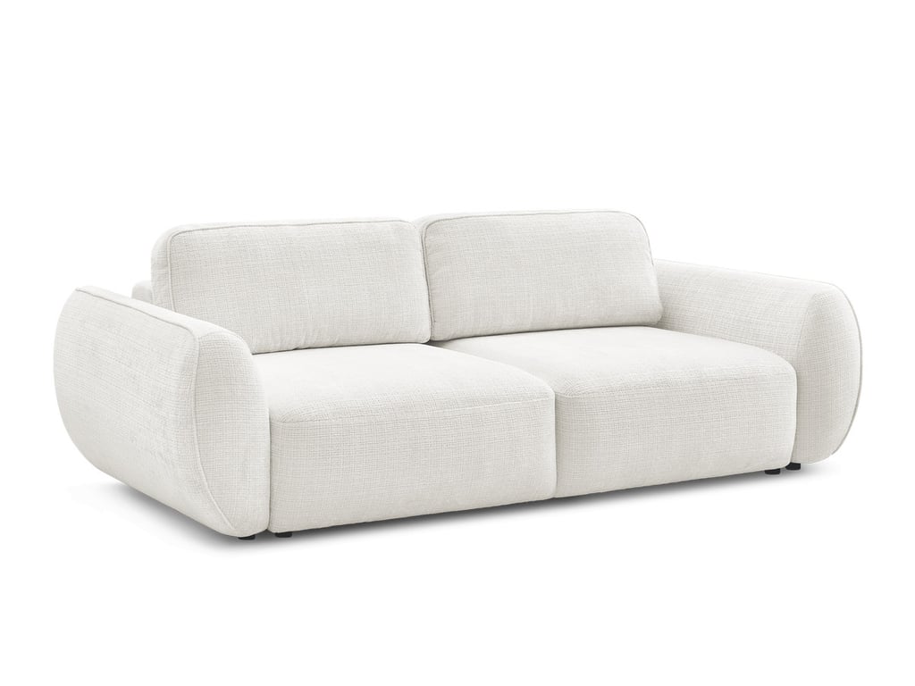 Denise canapé convertible 3 places en tissu texturé blanc - Vue supplémentaire 1