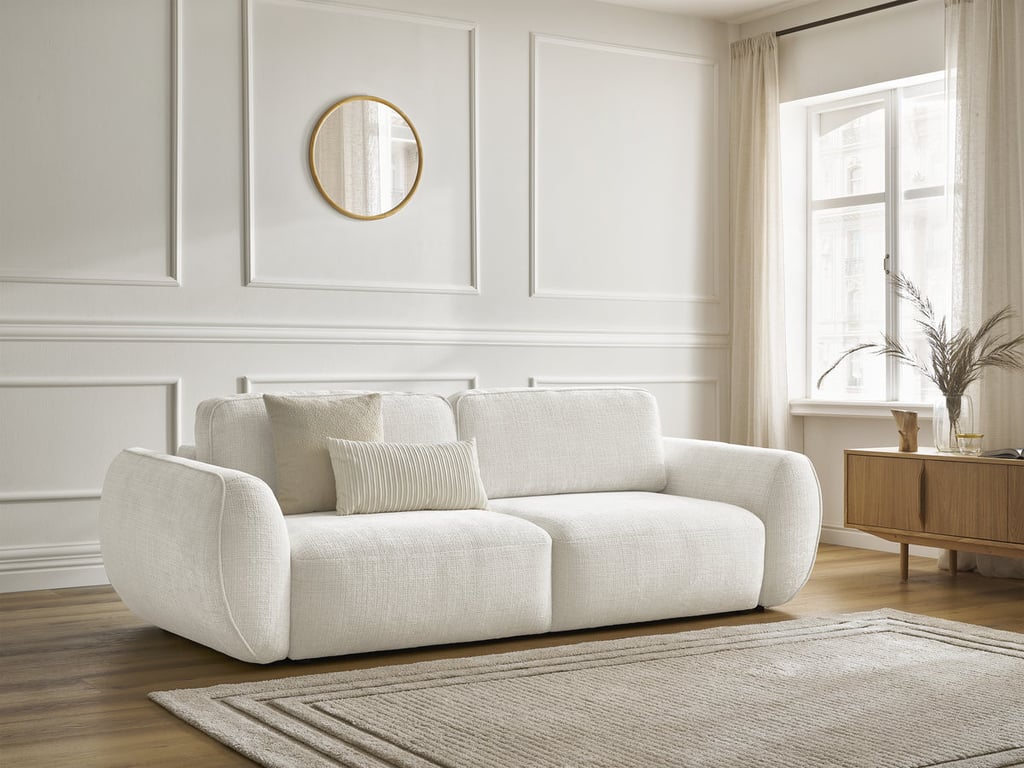 Produit similaire: Denise canapé convertible 3 places en tissu texturé blanc