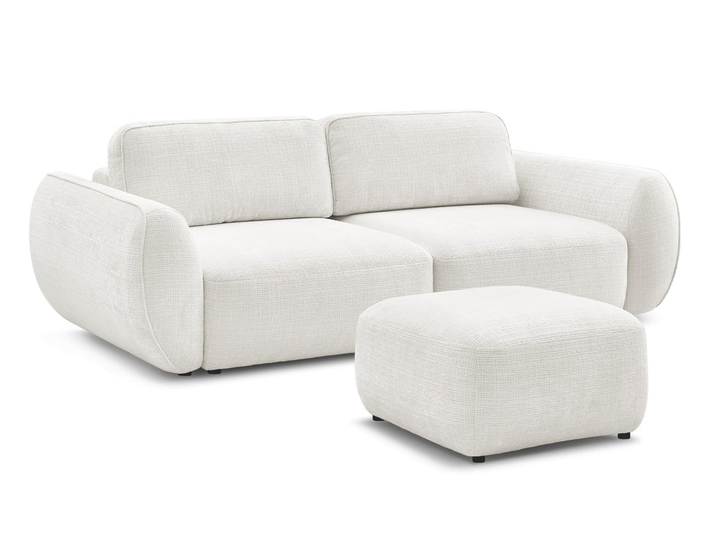 Denise canapé convertible 3 places tissu texturé blanc - Vue supplémentaire 1