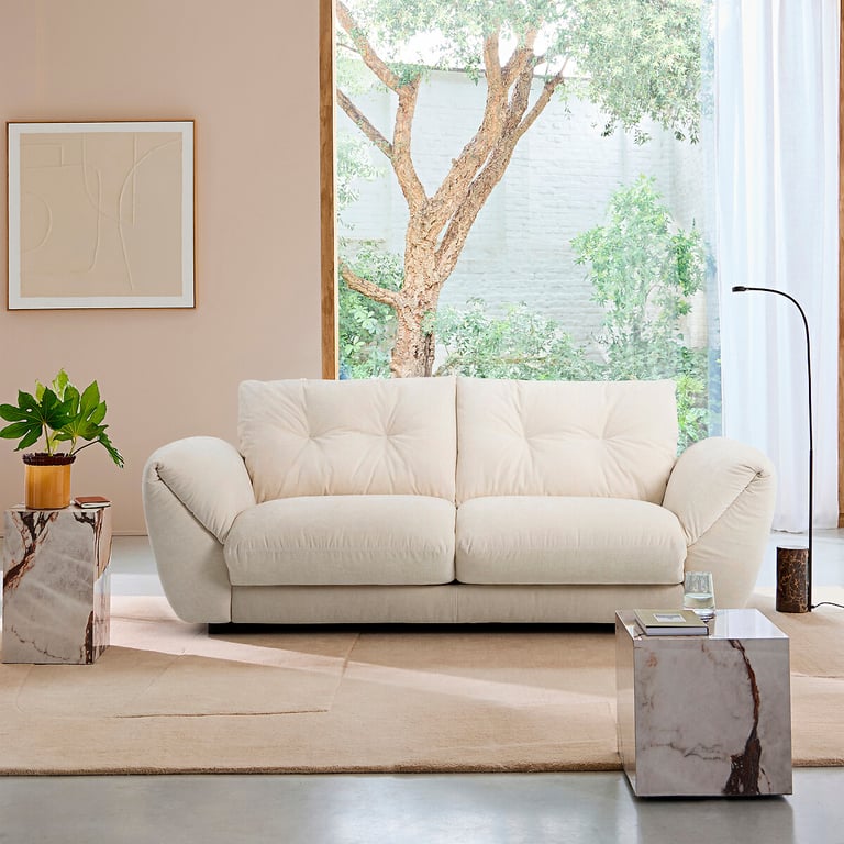 Edgar canapé convertible 3 places tissu chenille blanc - Vue supplémentaire 1