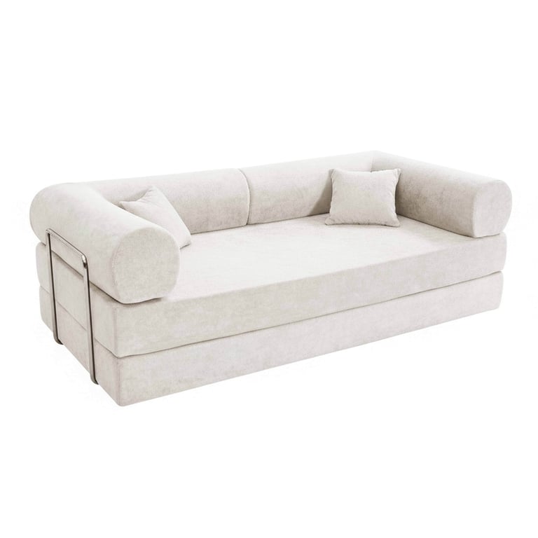 Wendy canapé convertible 2 places tissu polyester ecru - Vue supplémentaire 1
