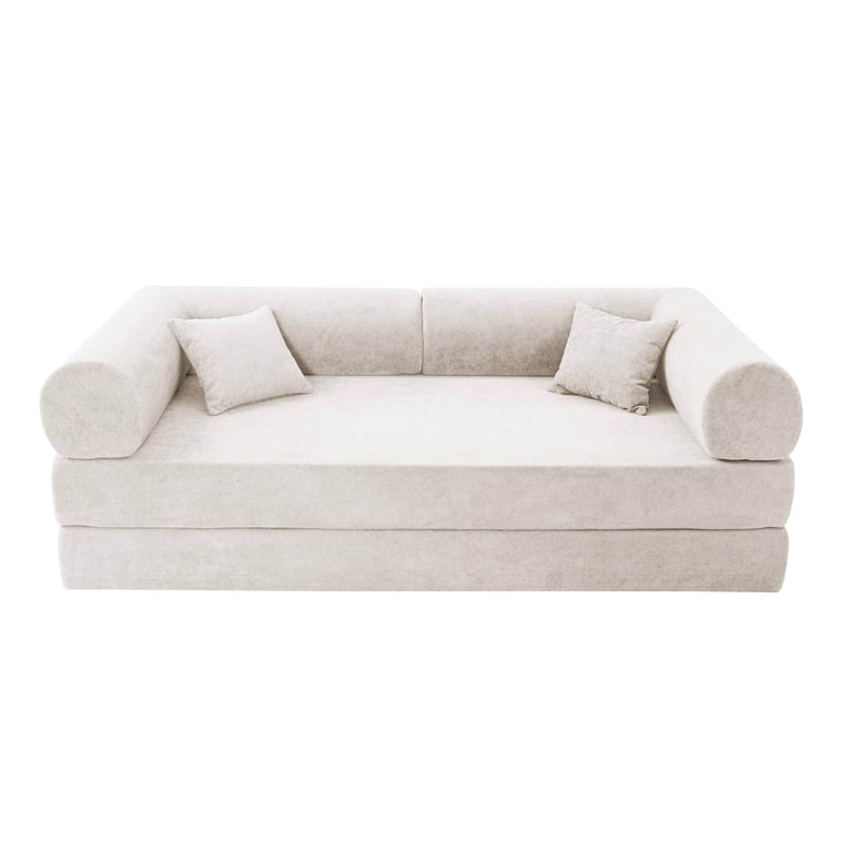 Wendy canapé convertible 2 places tissu polyester ecru - Vue supplémentaire 3