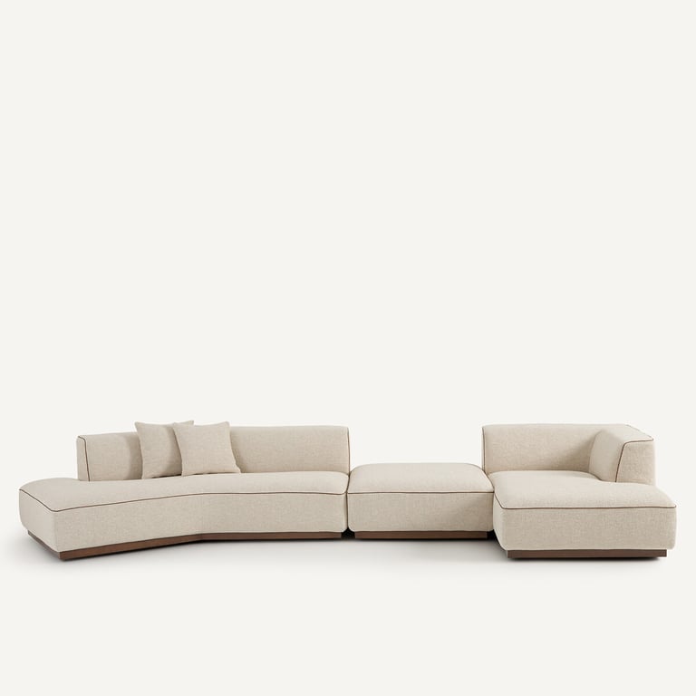 Canapé d'angle droit ouvert avec repose-pieds en bouclette, JACOPO