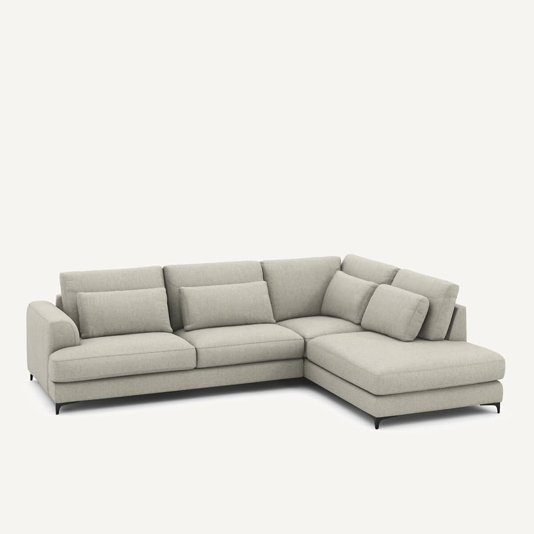 Marsile canapé d'angle convertible 4 places tissu tweedé beige - Vue supplémentaire 1