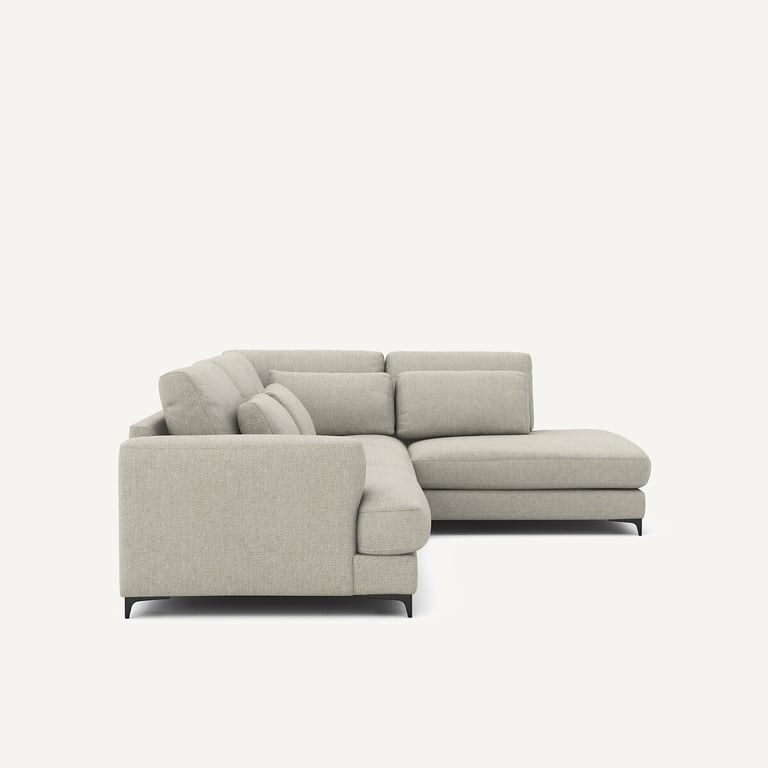 Marsile canapé d'angle convertible 4 places tissu tweedé beige - Vue supplémentaire 2