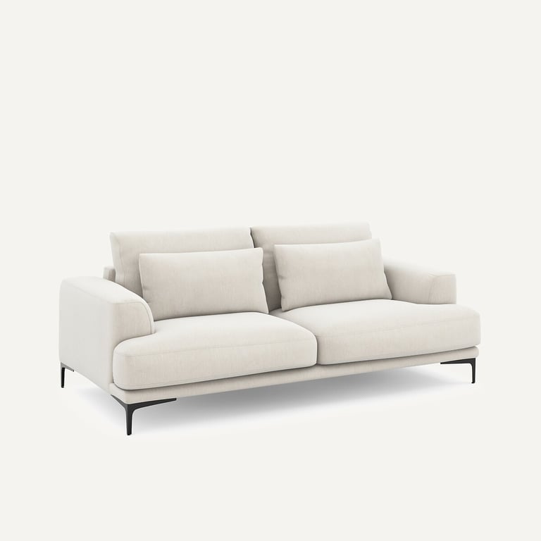 Marsile canapé 3 places velours chenille blanc - Vue supplémentaire 1