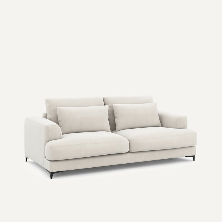 Marsile canapé convertible 3 places velours chenille blanc - Vue supplémentaire 1