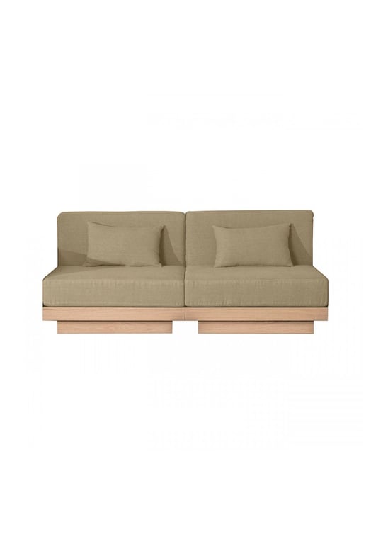 Georges Le Sobre - Canapé 2 places tissu bouclette beige finition chêne naturel - Vue supplémentaire 2