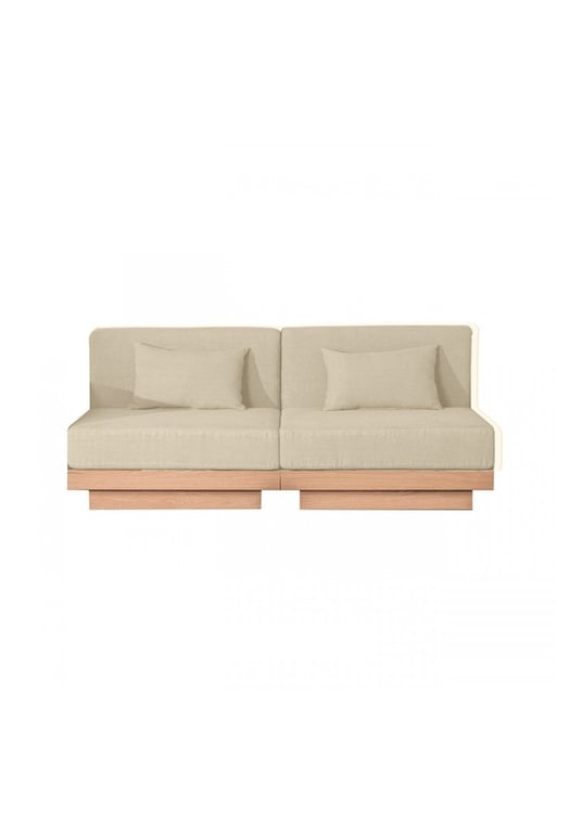 Georges Le Sobre - Canapé 2 places tissu bouclette beige finition chêne naturel - Vue supplémentaire 1