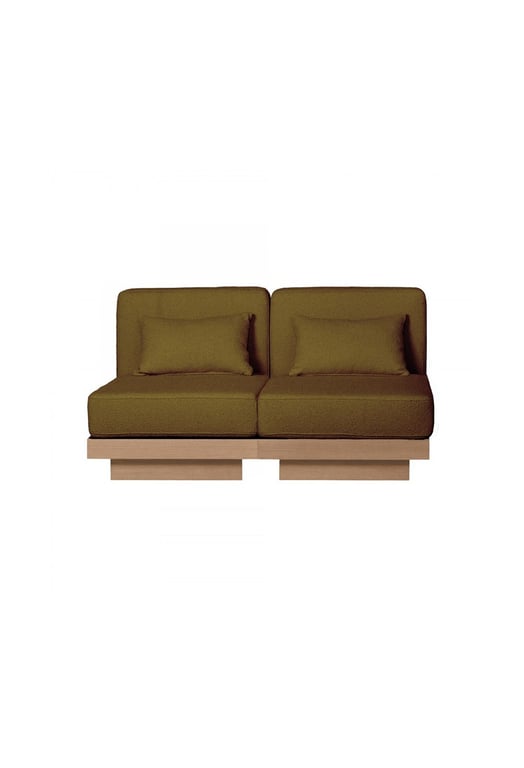 Georges Le Sobre - Canapé 2 places tissu bouclette beige finition chêne naturel - Vue supplémentaire 3