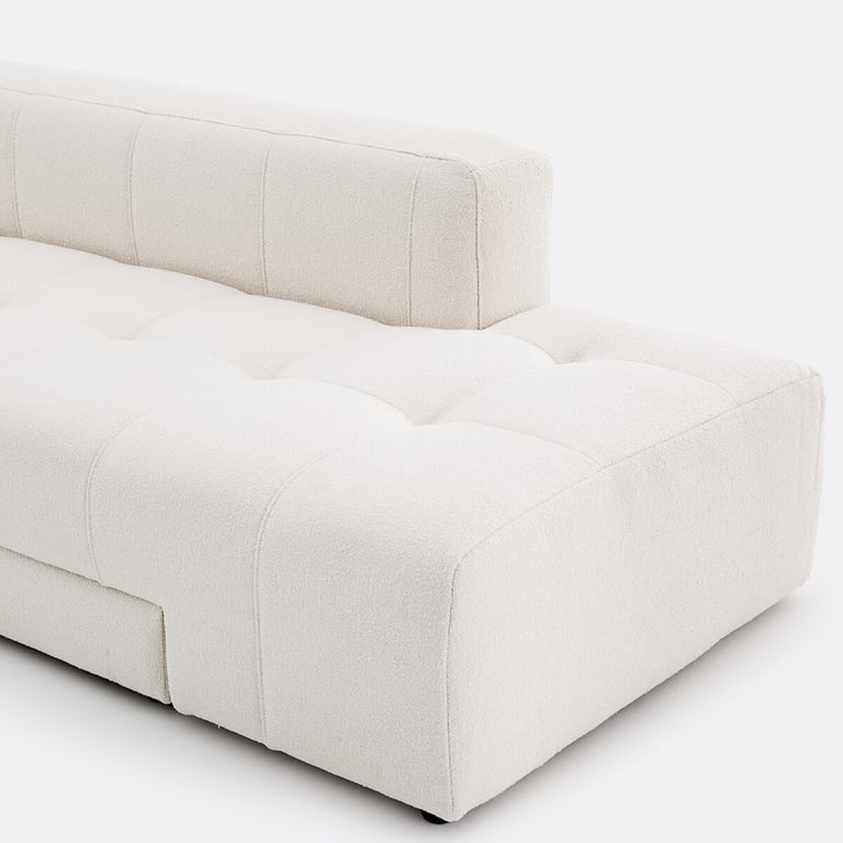 FANO canapé d'angle convertible 3 places d'angle gauche convertible en bouclette fine beige - Vue supplémentaire 2
