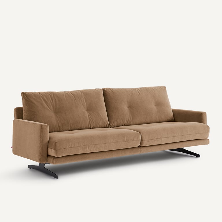DELICATO canapé 3 places en velours stonewashed beige - Vue supplémentaire 1
